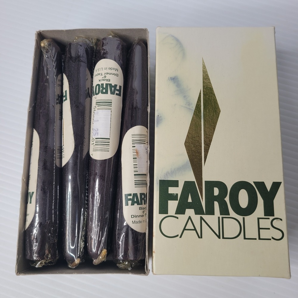 Faroy‎ 6" Dinner Taper Candles USA Made Black in Color Set of 12 New Old Stock